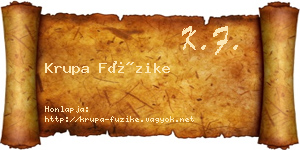 Krupa Füzike névjegykártya